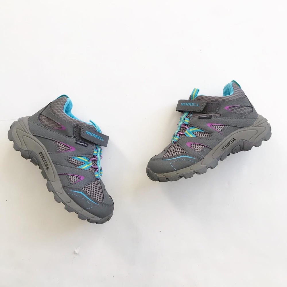 Merrell Kids Gray Teal Purple Hiking Shoes